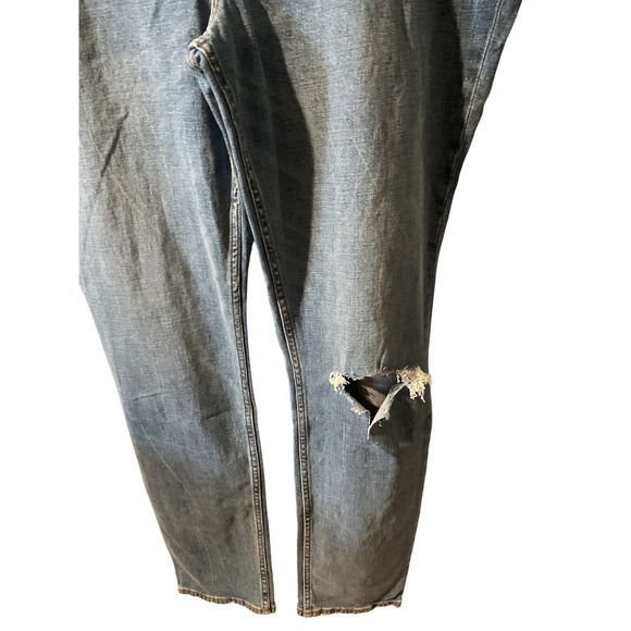 Abercrombie‎ & Fitch The 90s Slim Straight Ultra High Rise Blue Distressed Jeans - Picture 2 of 10